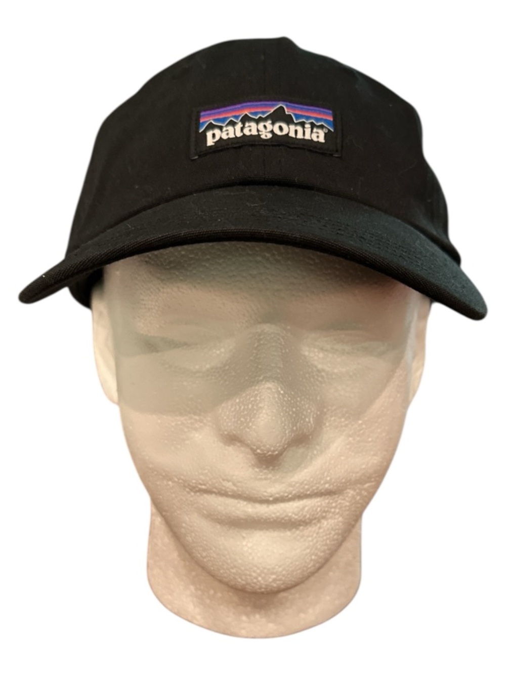 Patagonia 6 Panel Black Adjustable Cap with Multicolor Mountain Logo
